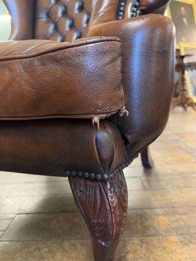 イギリス 1960年代 レザー マホガニー ウィングバックチェア