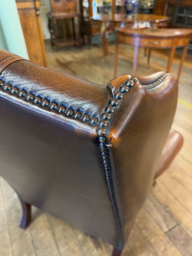 イギリス 1960年代 レザー マホガニー ウィングバックチェア