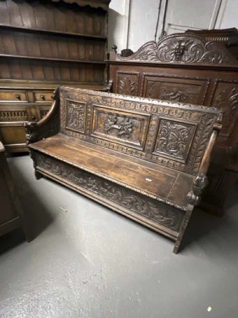 イギリス 1890年代 オーク モンクスベンチ EC-05676