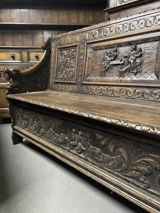 イギリス 1890年代 オーク モンクスベンチ EC-05676