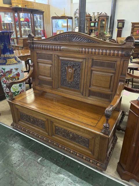 イギリス 1890年代 ウォールナット ベンチ EC-05282