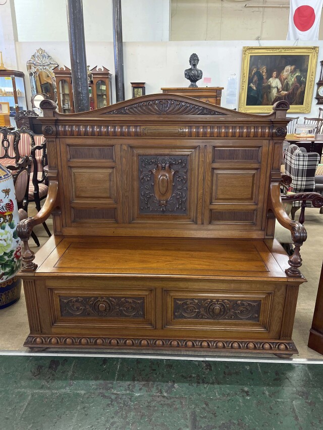 イギリス 1890年代 ウォールナット ベンチ EC-05282