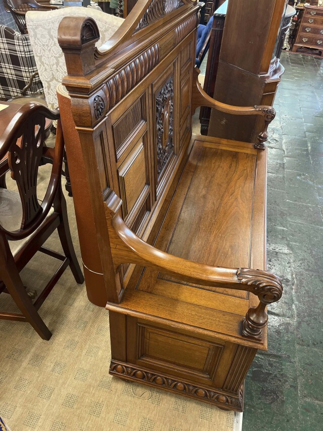 イギリス 1890年代 ウォールナット ベンチ EC-05282