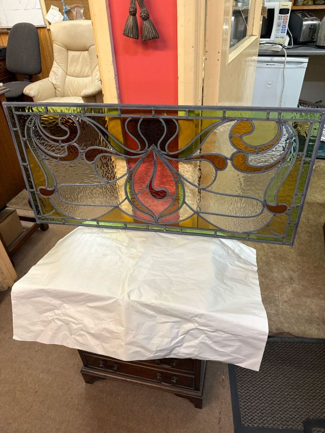 イギリス 1930年代 リードグラス ステンドグラスパネル