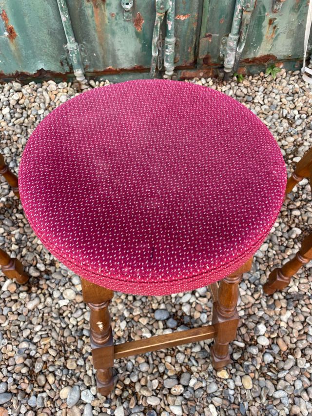 イギリス 1960年代 オーク ファブリック ハイスツールセット