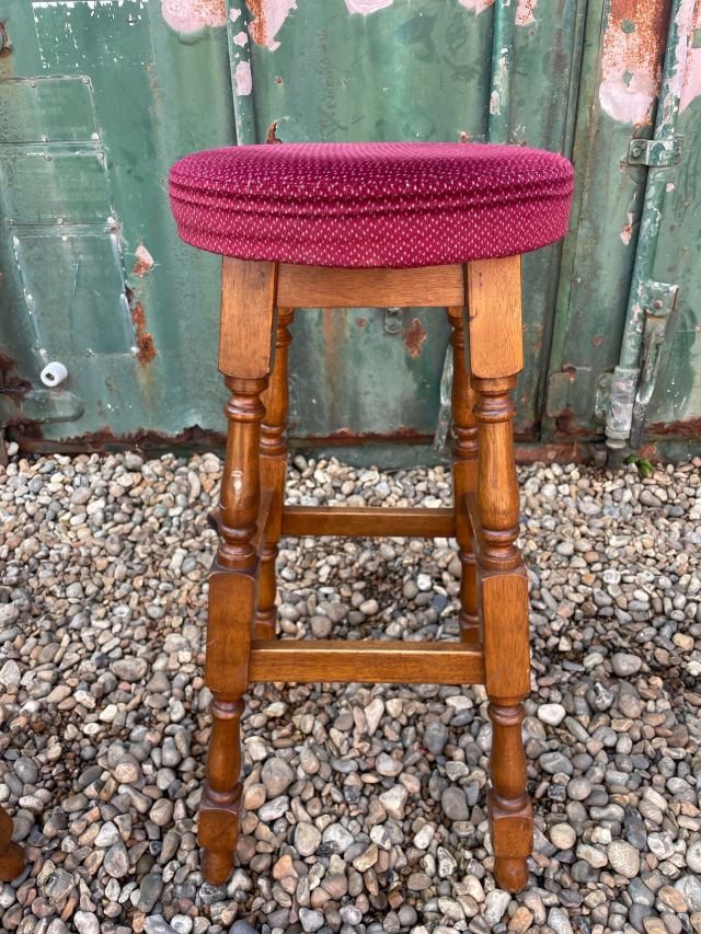 イギリス 1960年代 オーク ファブリック ハイスツールセット