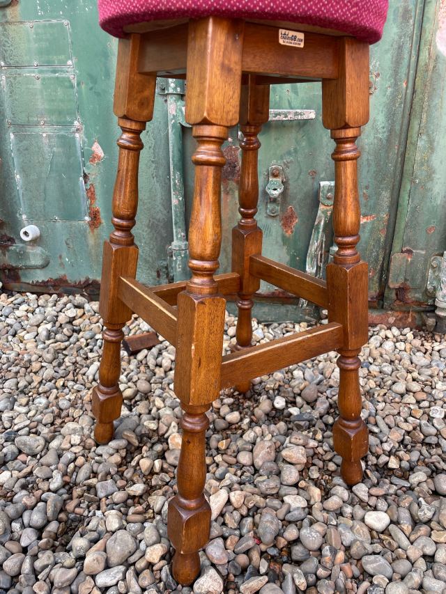 イギリス 1960年代 オーク ファブリック ハイスツールセット