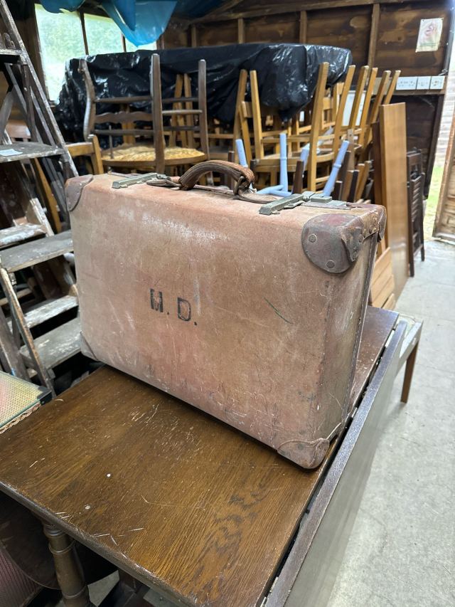 【国内配送】 イギリス 1920年代 キャンバス トランク アンティーク雑貨