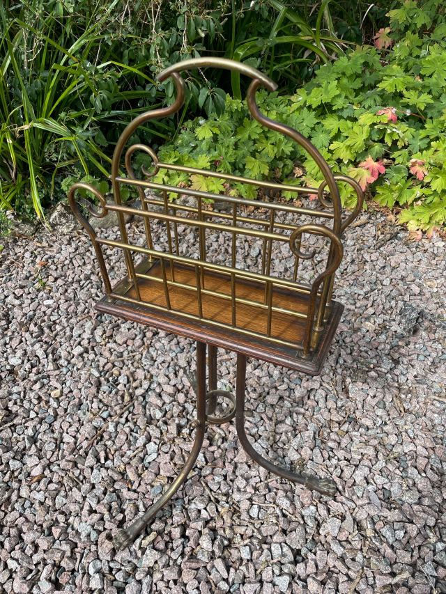 イギリス 1900年代 オーク 真鍮 マガジンラック