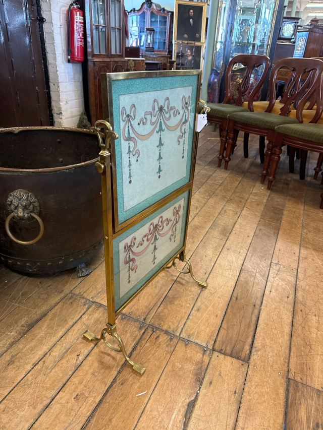 イギリス 1910年代 真鍮 ガラス ファイヤースクリーン