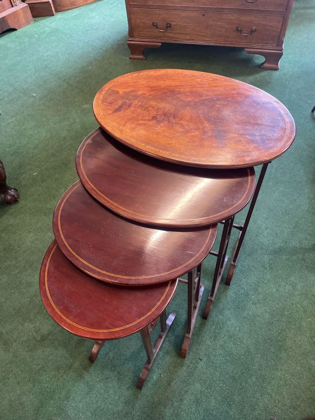 アンティーク ネストテーブル 象嵌 イギリス インレイ ヴィンテージ