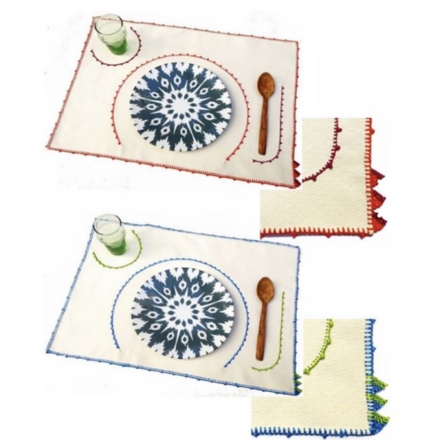 LeO ATLaNTE ランチマット／ブルー刺繍 ECJPJC0079