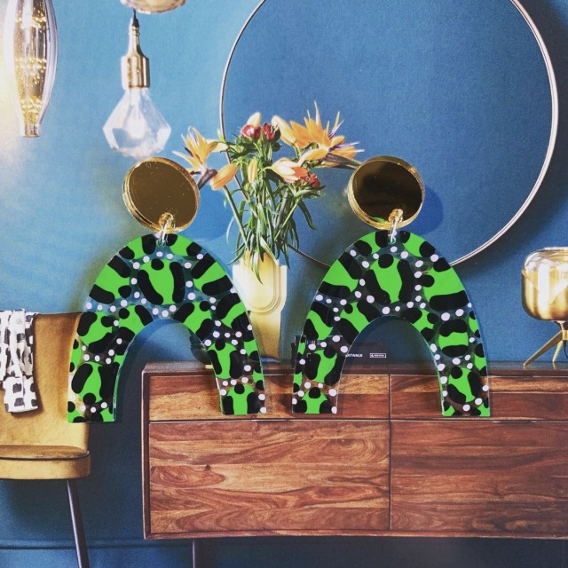 カラフルピアス/ヒョウ柄ピアス グリーン ECJPJC0117