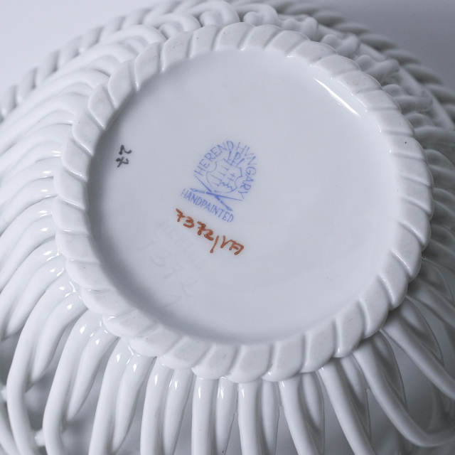 ハンガリー 1960年代 Herend ヘレンド ヌードルワーク バスケット