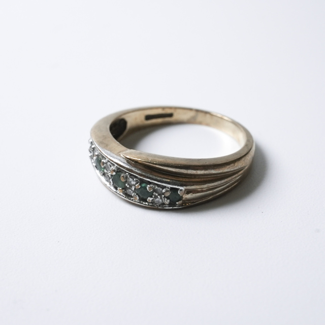 イギリス 1900年代 9Kゴールド エメラルド アンティークジュエリー リング