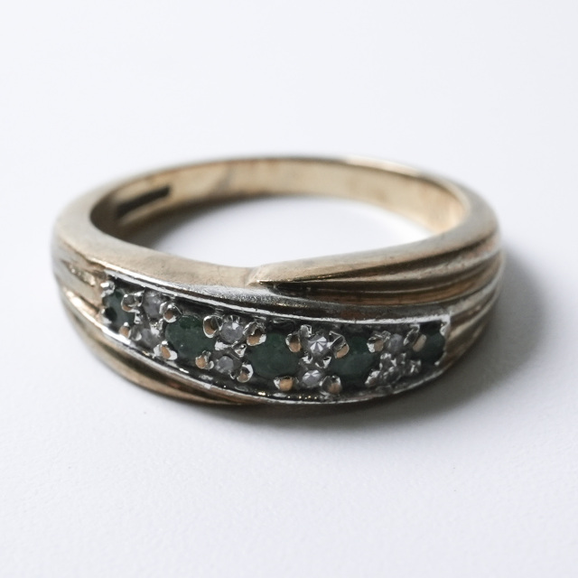 イギリス 1900年代 9Kゴールド エメラルド アンティークジュエリー リング