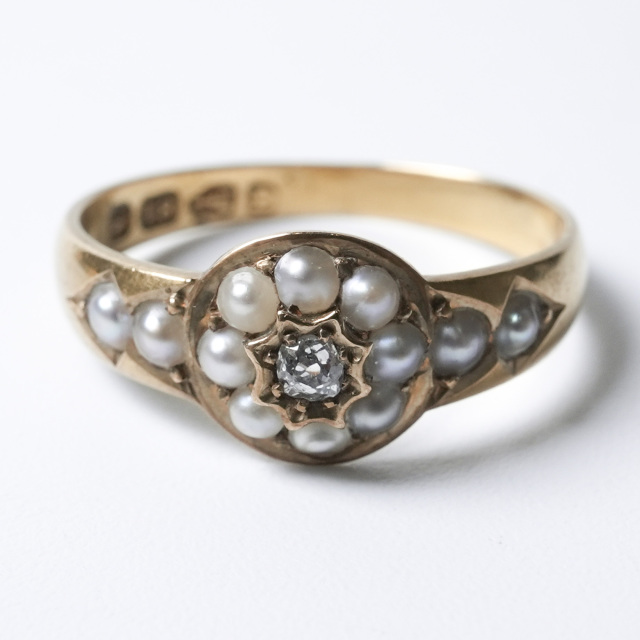 イギリス 1900年代 18Kゴールド ダイヤモンド アンティークジュエリー リング