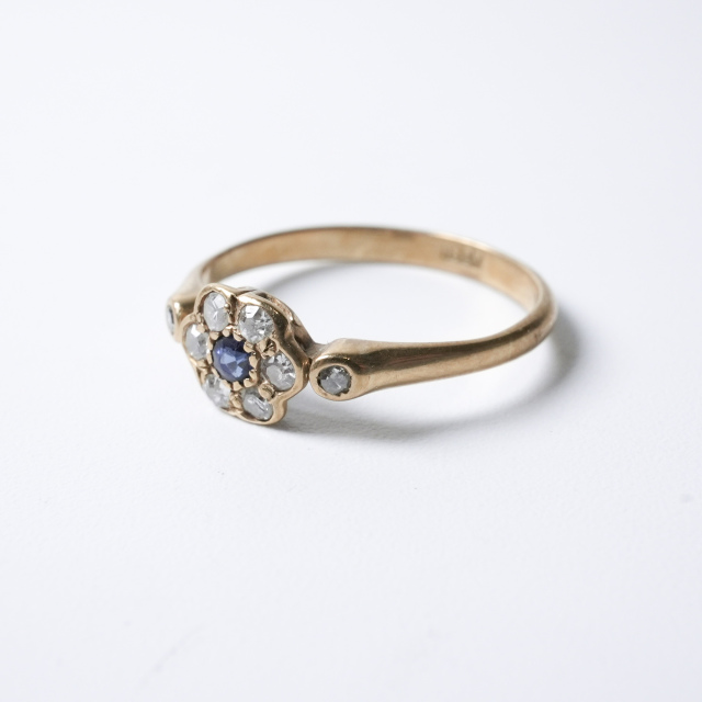 イギリス 1900年代 9Kゴールド サファイア アンティークジュエリー リング