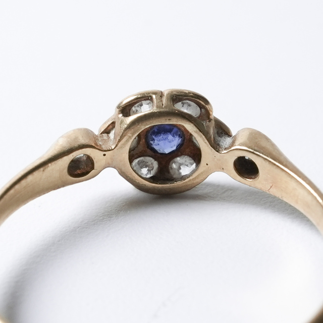 イギリス 1900年代 9Kゴールド サファイア アンティークジュエリー リング
