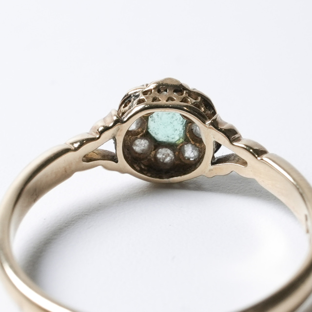 イギリス 1800年代 18Kゴールド エメラルド ダイヤモンド アンティークジュエリー リング