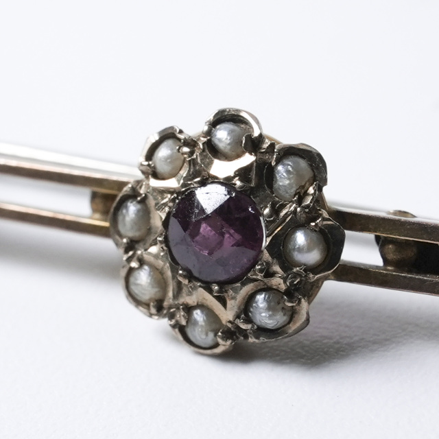 イギリス 1900年代 9Kゴールド アメジスト アンティークジュエリー ブローチ