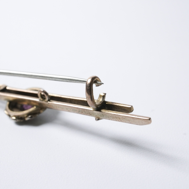 イギリス 1900年代 9Kゴールド アメジスト アンティークジュエリー ブローチ