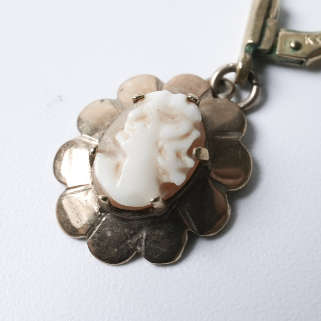 イギリス 1920年代 9Kゴールド カメオ アンティークジュエリー ピアス