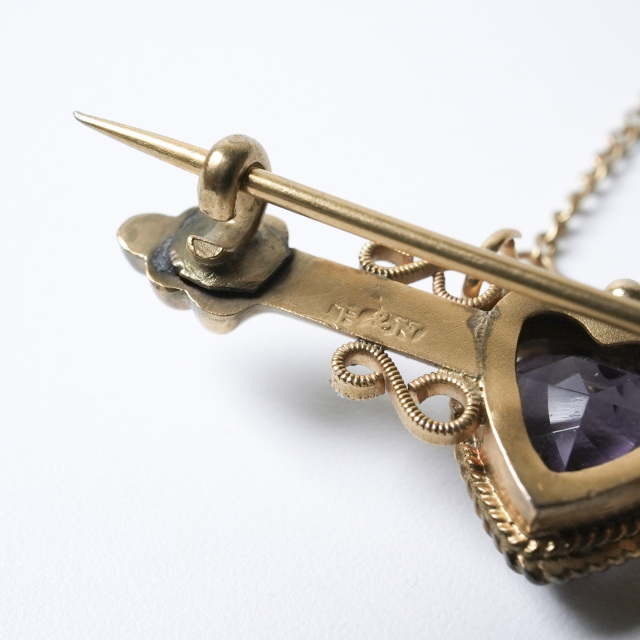 イギリス 1900年代 9Kゴールド アンティークジュエリー ブローチ