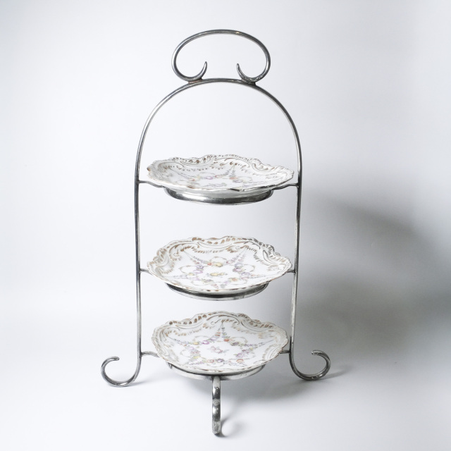 ドイツ 1900年代 Dresden ドレスデン プレート3枚とイギリス製 三段トレイ