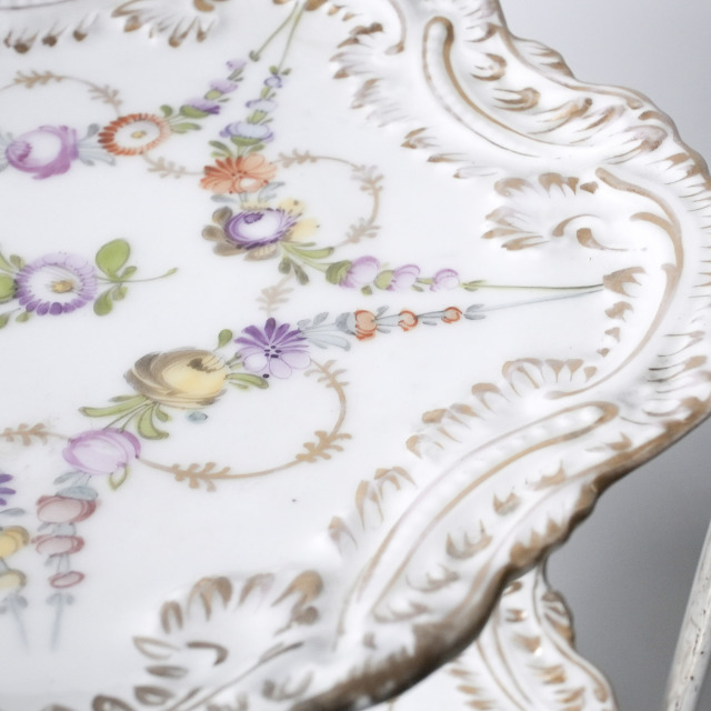 ドイツ 1900年代 Dresden ドレスデン プレート3枚とイギリス製 三段トレイ