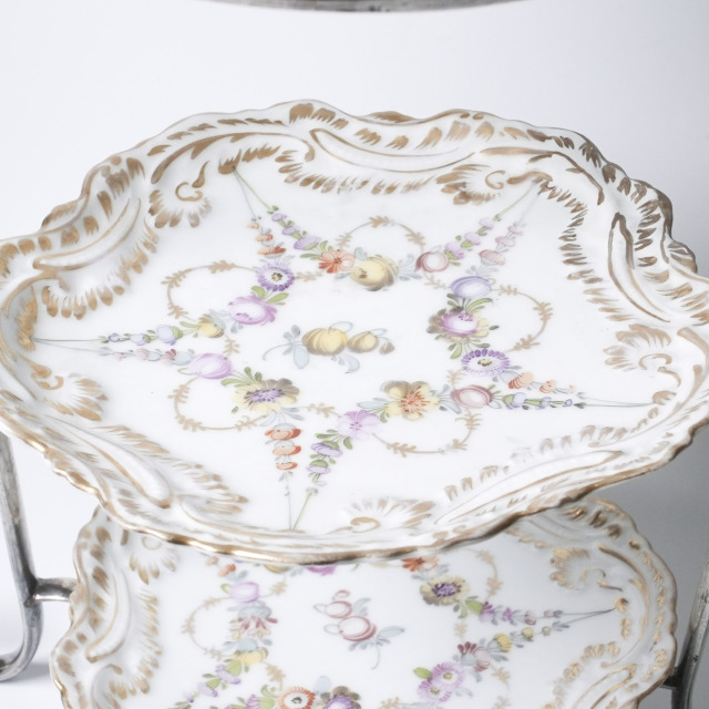 ドイツ 1900年代 Dresden ドレスデン プレート3枚とイギリス製 三段トレイ