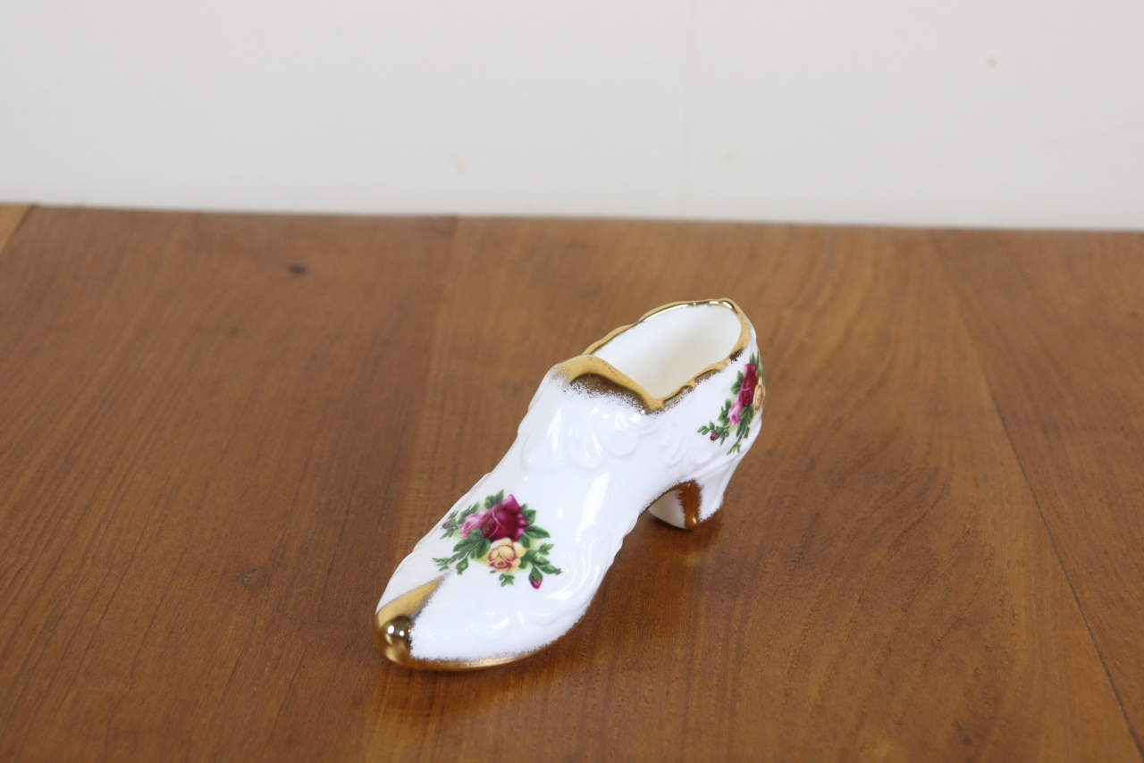 ロイヤルアルバート　オールドカントリーローズ　靴　置物　インテリア　薔薇　ROYAL ALBERT　ヴィンテージ　に1507-2
