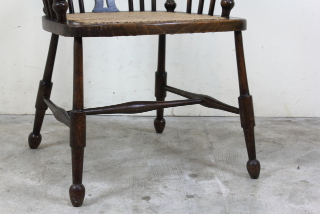 イギリス アームチェア ケインシート 籐編み アンティーク 46-1