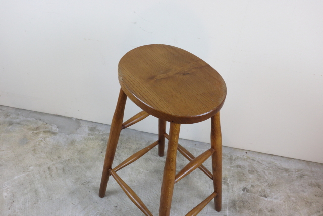 イギリス　ヴィンテージ　ハイスツール　木製