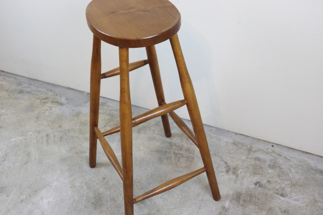 イギリス　ヴィンテージ　ハイスツール　木製