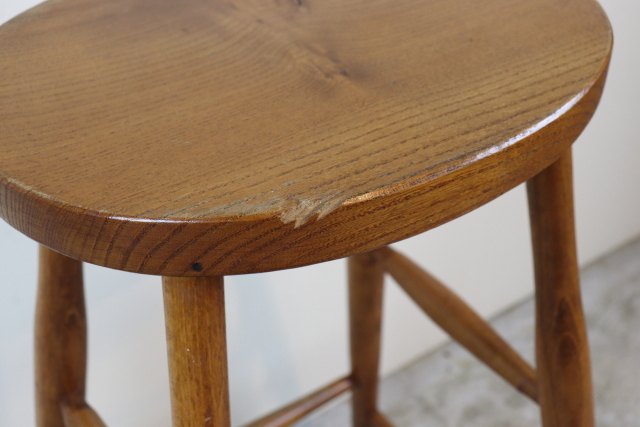 イギリス　ヴィンテージ　ハイスツール　木製