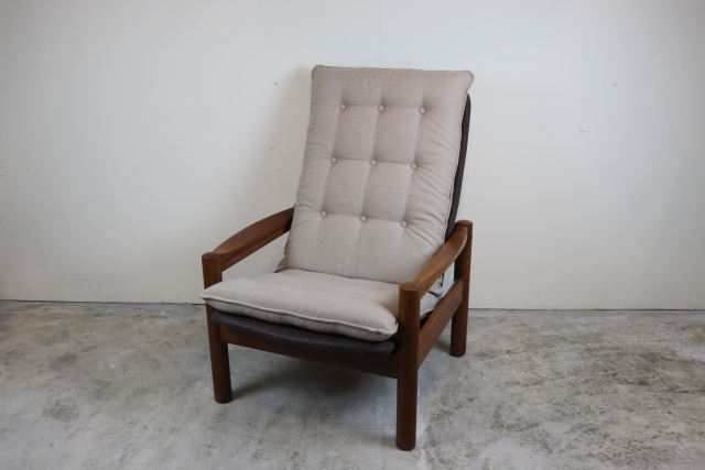 デンマーク　ドミノ　イージーチェア　ヴィンテージ　チーク