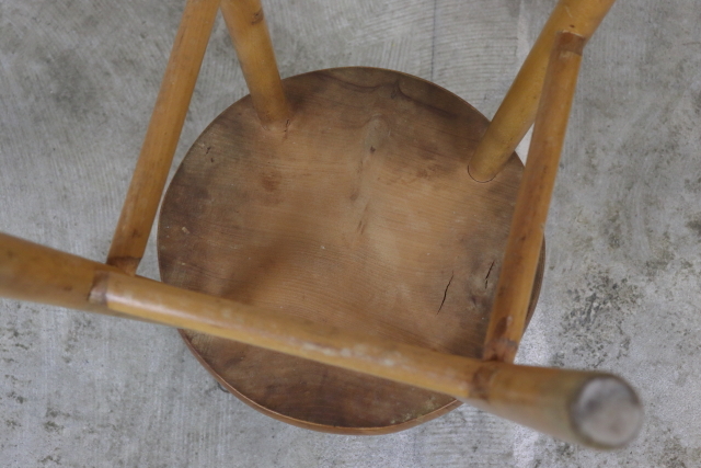 イギリス　ヴィンテージ　スツール　木製無垢