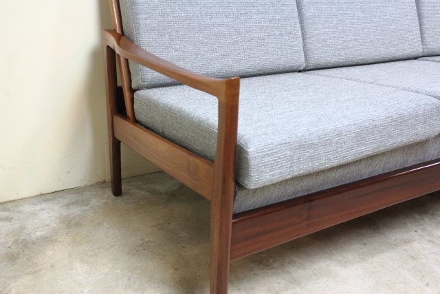 5シーターソファ　ヴィンテージ　ファブリック　グレー