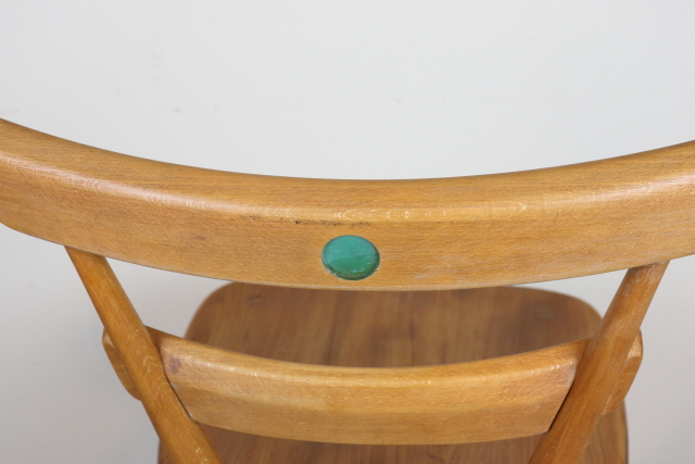 ercol アーコール　スタッキングチェア　グリーンドット　レア　ダイニングチェア　スクールチェア