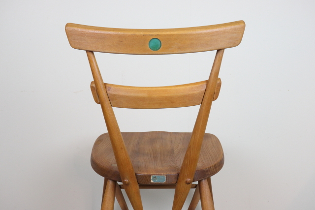 ercol アーコール　スタッキングチェア　グリーンドット　レア　ダイニングチェア　スクールチェア