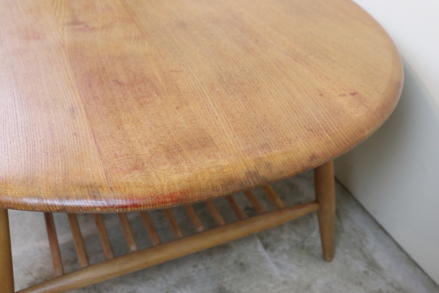 ercol アーコール　ラック付コーヒーテーブル　センターテーブル　ラウンドテーブル　ヴィンテージ　イギリス