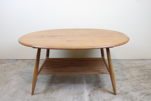 ercol アーコール　ラック付コーヒーテーブル　センターテーブル　ラウンドテーブル　ヴィンテージ　イギリス
