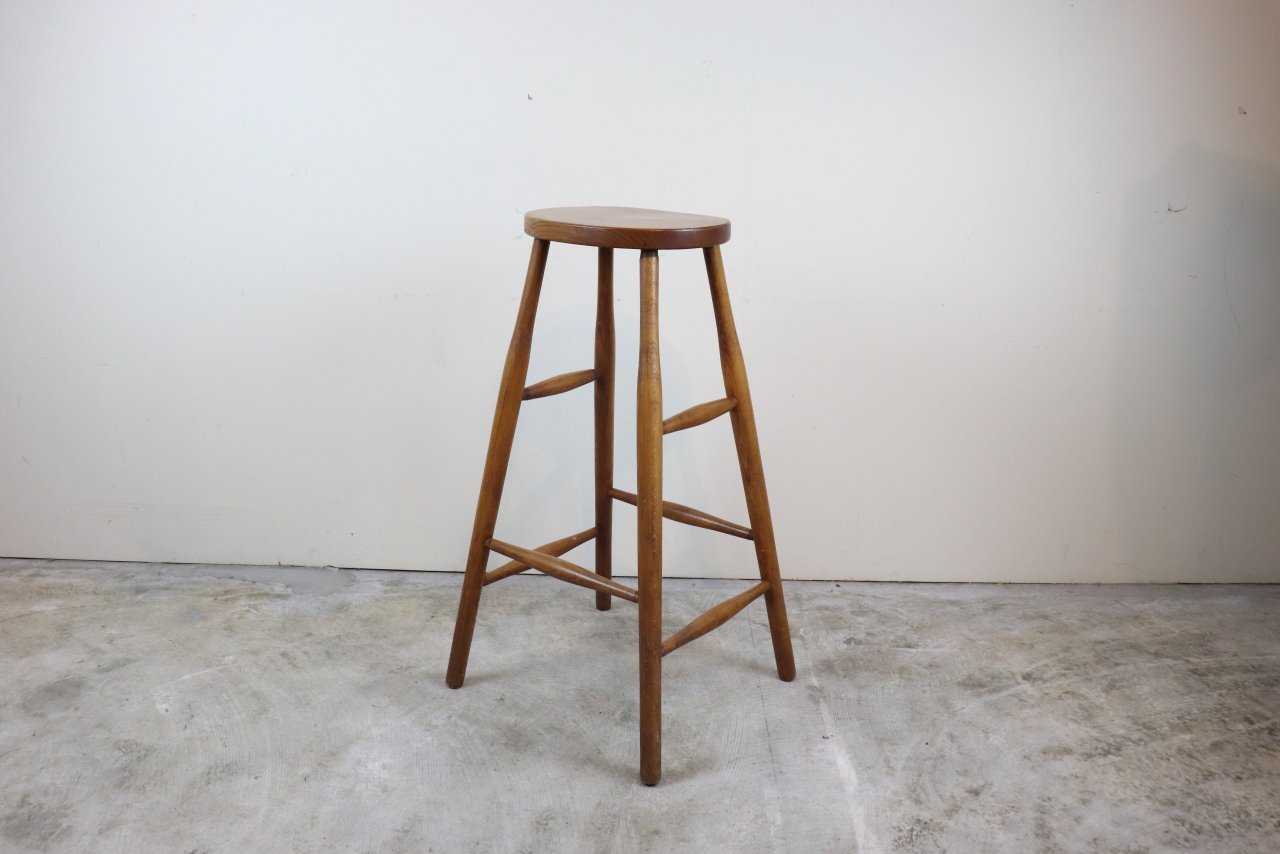 イギリス　ヴィンテージ　ハイスツール　木製