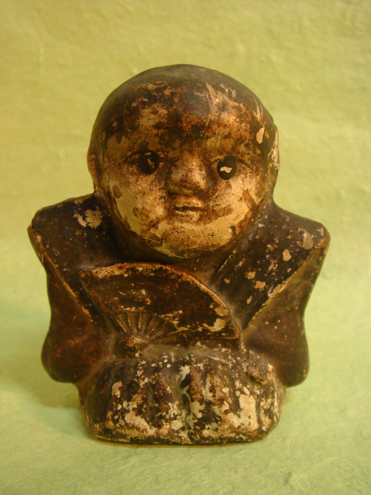 古い福助人形』（高さ34㎝）江戸期 土人形 息苦しい 置物 縁起物 福助さん 