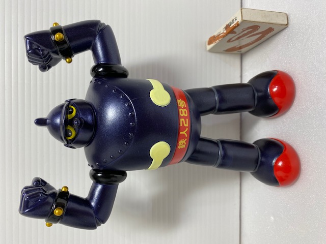 紺色☆鉄人２８号☆昭和レトロ☆ソフビ人形 １７．３ｃｍ １３０ｇ 現状 アニメ 詳細不明 【AT1366】