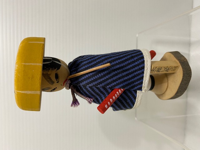 昭和レトロ☆木枯し紋次郎☆木製☆人形 １３．１ｃｍ 当時物 俳優 中村敦夫 時代劇 こけし 現状【AT1658】