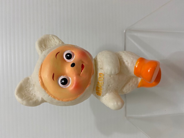 文明堂 クマ オレンジ色の足 ソフビ人形 １１ ５ｃｍ 企業物