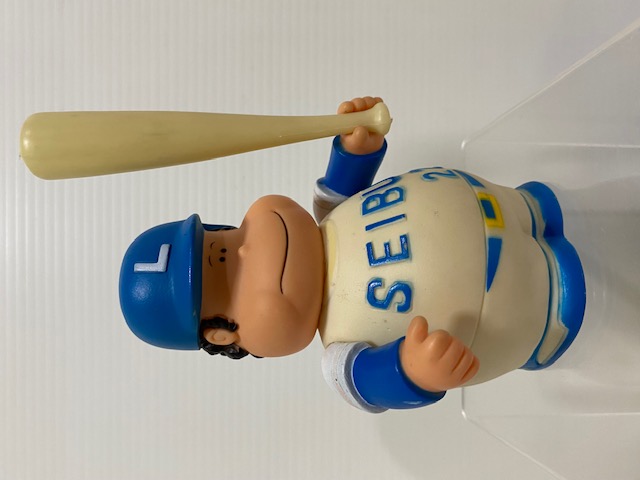 あんそにい☆バット付☆がんばれ!!タブチくん!!☆田淵幸一☆ソフビ人形☆貯金箱 １２．７ｃｍ 当時物 版権有 タレント プロ野球 芸能人 現状【AT1714】