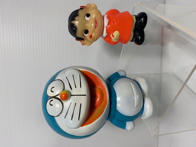 パトラ☆ドラえもん☆ソフビ人形☆貯金箱 11．3cm 当時物 版権有 